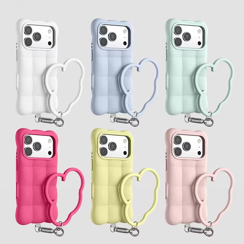 Phone Accessories Charms - Kreative, niedliche 3D-Wolken-Puff-Grid-Handyhülle für iPhone 18